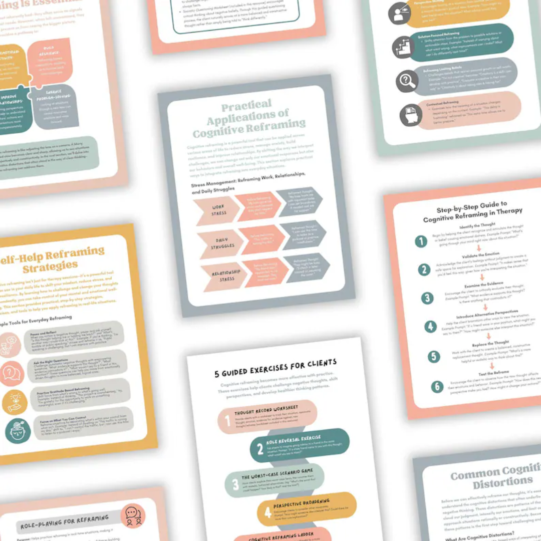 Cognitive reframing cognitive distortions therapy tool worksheet mindset cbt thinking errors growth selftalk positivemindset restructuring