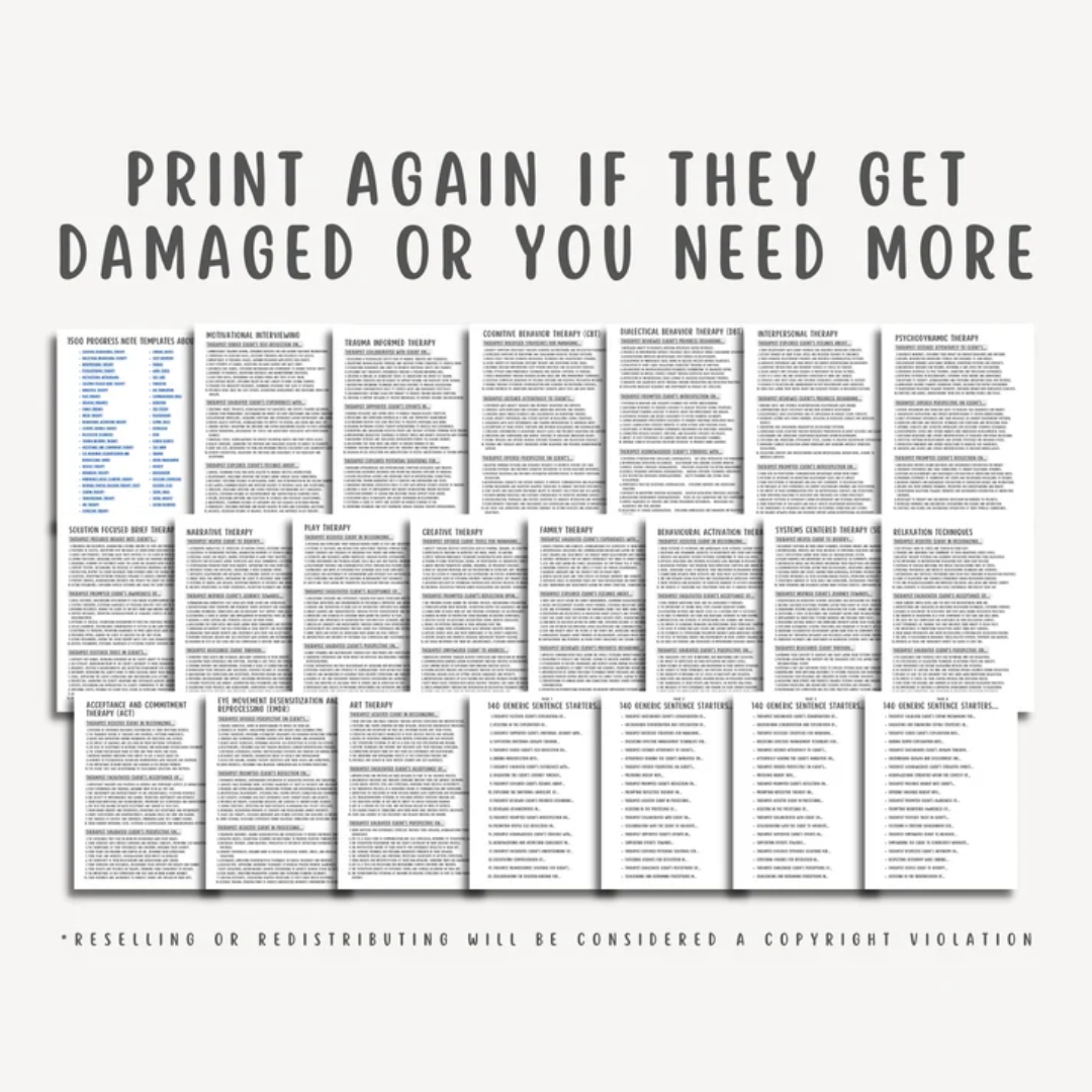 1500 Progress Note Templates with Sentence Starters, Psychotherapy Notes, Therapy Interventions Counselor Therapy Cheatsheet Counselor Notes