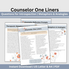 Therapy Questions, Cheat Sheets, Counselor One-Liners, Reflection Prompts