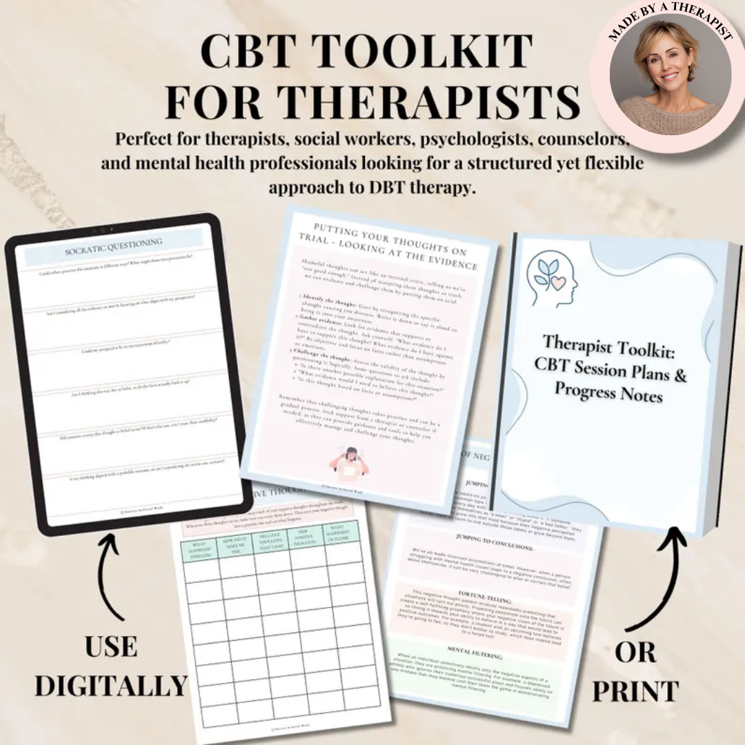 CBT Session Plans & Progress Notes for Sessions, CBT Skills, CBT Workbook