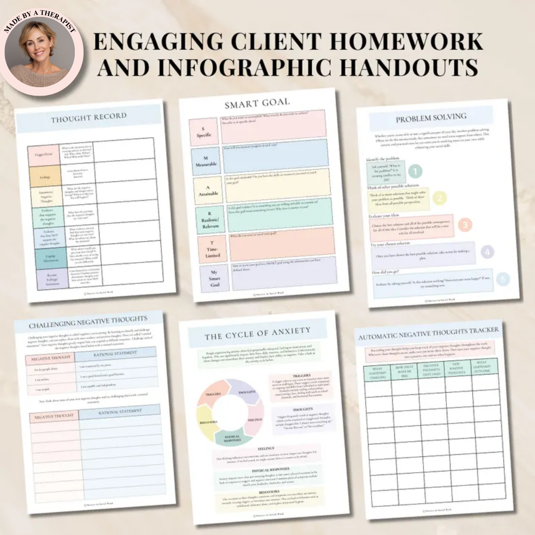 CBT Session Plans & Progress Notes for Sessions, CBT Skills, CBT Workbook