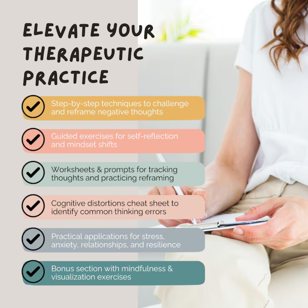Cognitive reframing cognitive distortions therapy tool worksheet mindset cbt thinking errors growth selftalk positivemindset restructuring